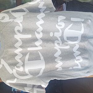 Champion Men's Graphic Half Sweatshort in Light Gray and White...size Medium